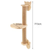 Wall mounted cat climbing shelf and bridge made of light wood with a 77.5cm height.