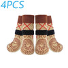 Four pairs of brown and beige anti-slip traction socks for dogs