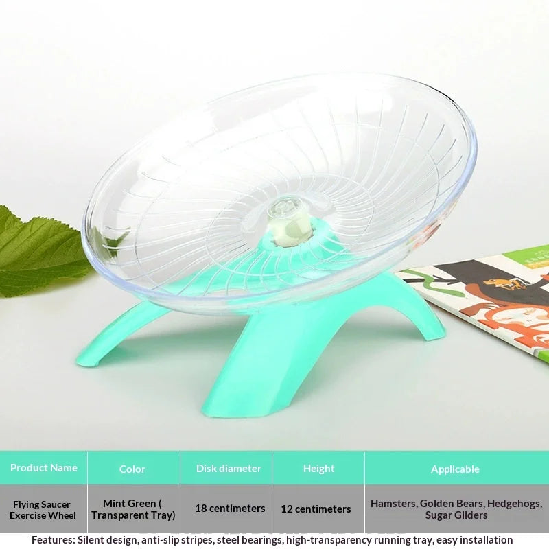 Helle blaue, transparente Laufrolle für kleine Haustiere mit klarem Kunststofftray und Ständer.