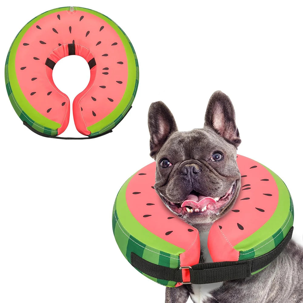 Collar de recuperación inflable con forma de rebanada de sandía para perro