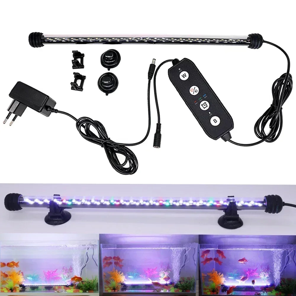 Juego de iluminación LED para acuarios sumergibles con barra flexible y unidad de energía separada.