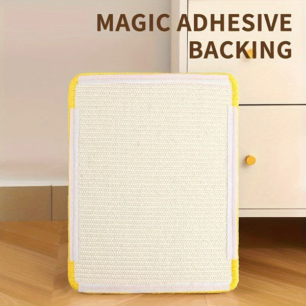Natural sisal wall-mounted cat scratching board with magic adhesive backing