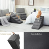 Gray non-slip curved pet stairs ramp used for climbing into a cat or dog bed