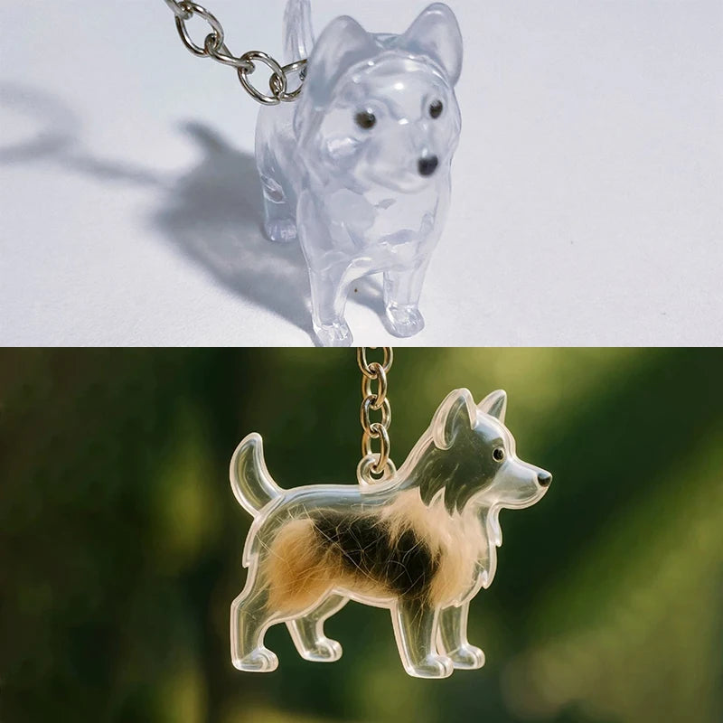 Klares Plastikpuppy-Haar-Gedenk-Anhänger mit Goldkette