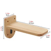 A natural wooden cat wall shelf with climbing perch, showing dimensions of 3.15in by 8cm.