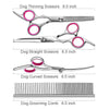 A set of premium titanium dog grooming scissors and a grooming comb, each measuring 6.5 inches.