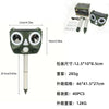 A solar ultrasonic animal repeller with a motion sensor and accompanying components is shown.