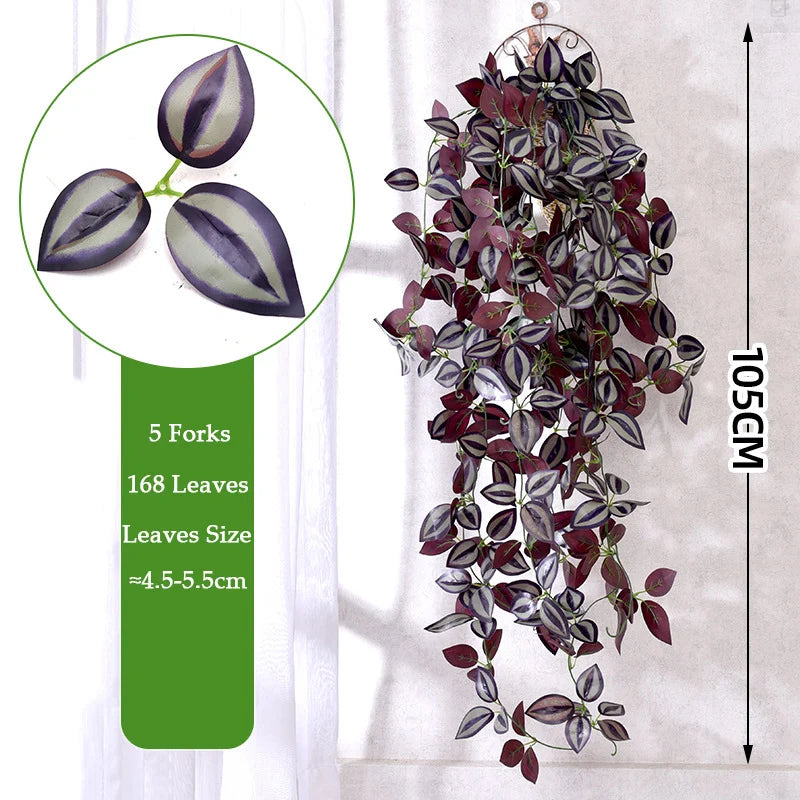 Artificial green ivy wall hanging vine featuring 5 forks and 168 leaves with a size of 4.5-5.5 cm.
