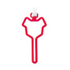 Red hands-free dog poop bag dispenser with a white leash clip.