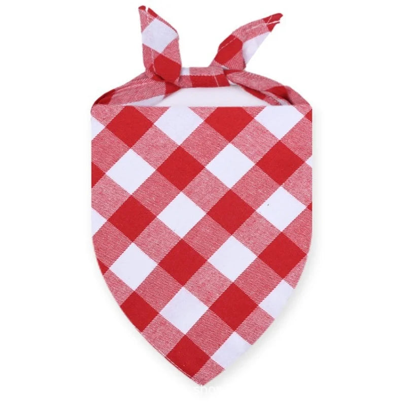 Red and white checkered bandana with a tie for dogs