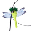 Interactive cat teaser wand featuring a feather bird, green fluff, and bell.
