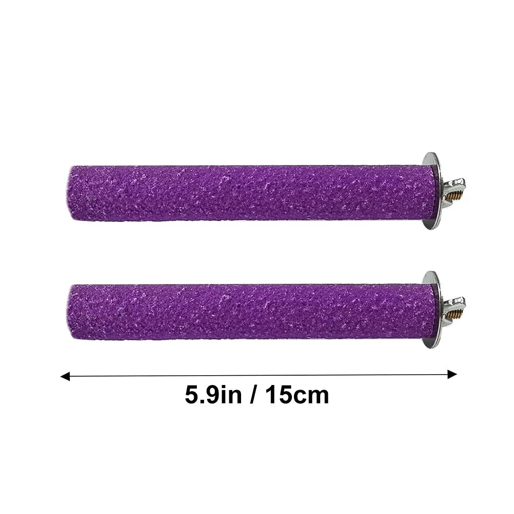 Purple glitter natural wooden perch stand for parrots and birds