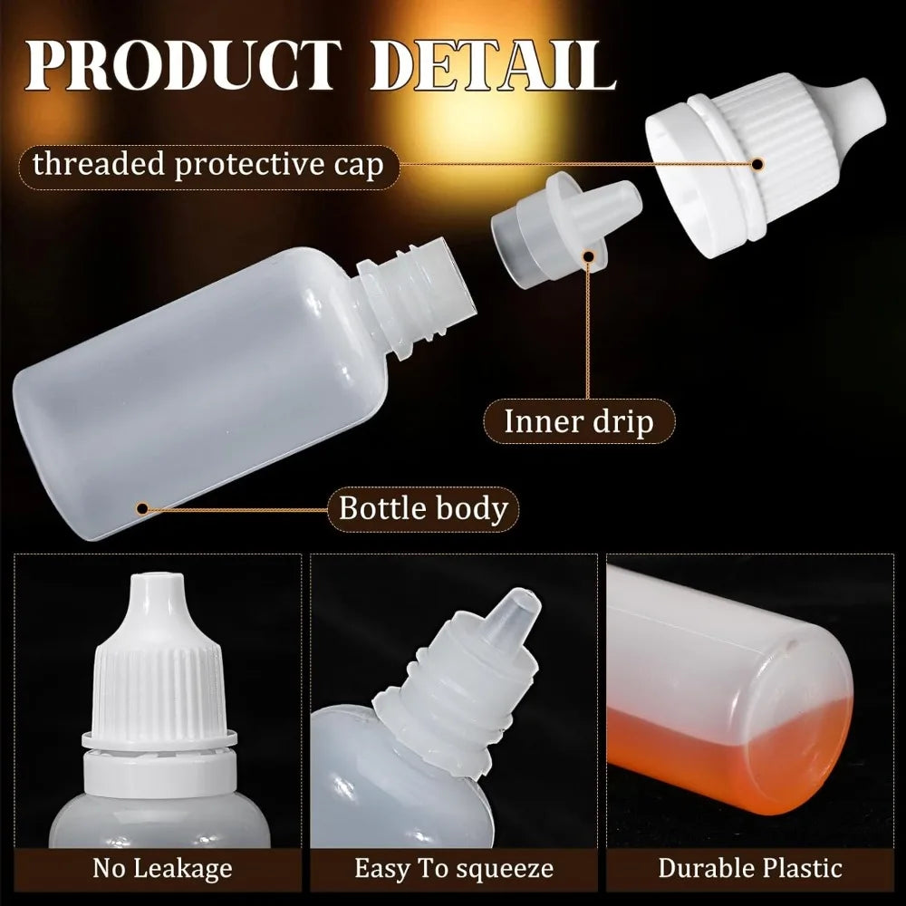 Detail view of a white liquid dropper bottle showing the threaded protective cap, inner drip mechanism, bottle body, and dura