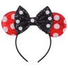 Schwarzes Schleifband mit roten und weißen Polka-Dot-Pailletten in Form von Mausohren für Mädchen
