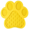 Yellow silicone pet licking mat with suction cups for dogs and cats