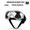 Mittlere klare Anti-UV-Hundegoggles mit schwarzen Rahmen und einem schwarzen Riemen
