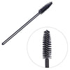 A black disposable eyelash and eyebrow brush set shown with a magnified view of the brush head.