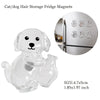 Clear glass dog figurine magnets for fridge storage featuring a puppy design