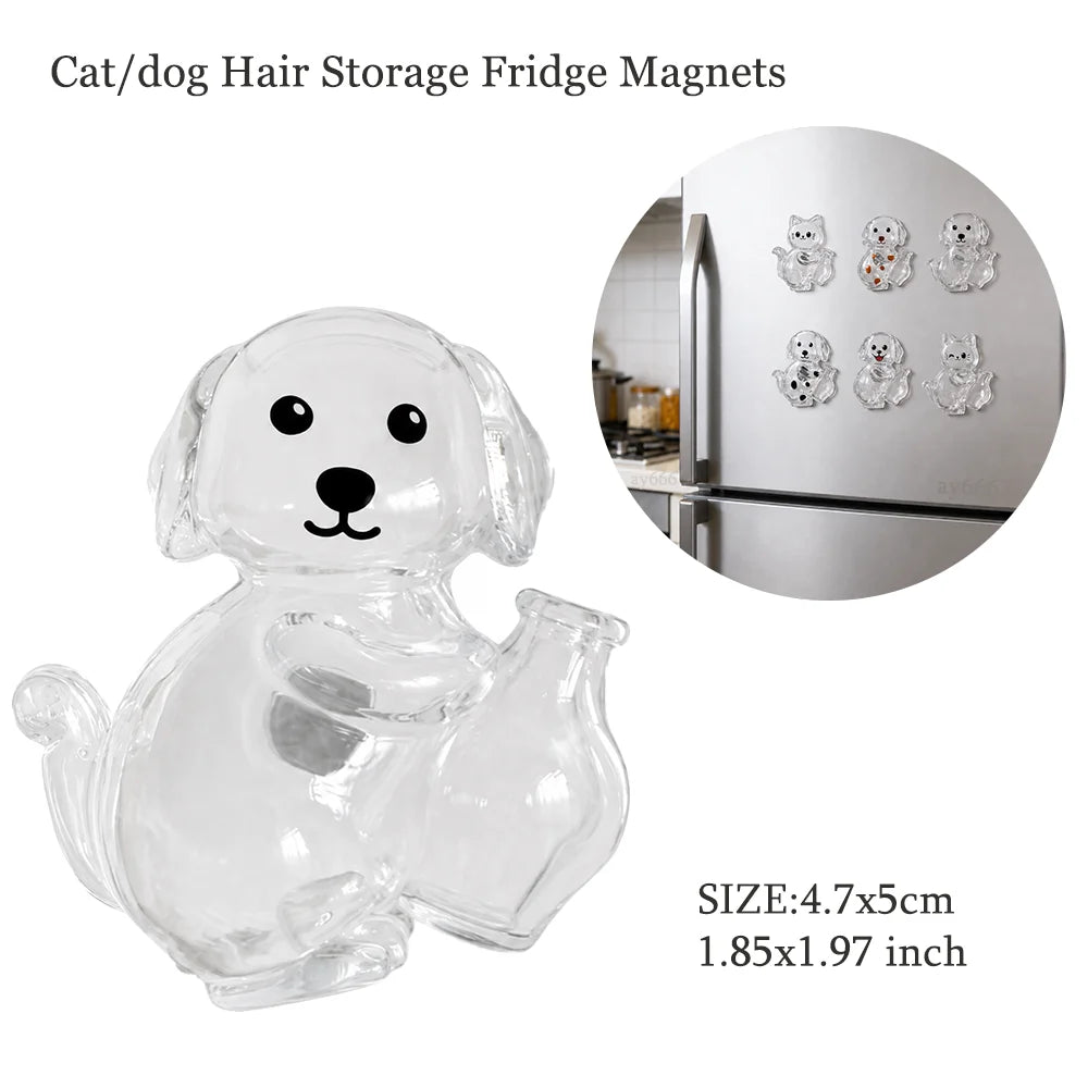 Clear glass dog figurine magnets for fridge storage featuring a puppy design