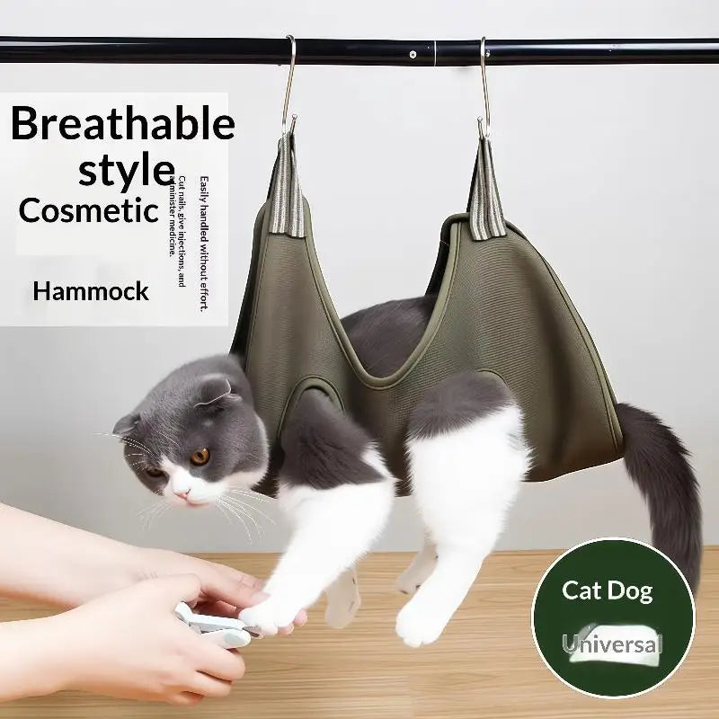 Eine Katze benutzt ein Pflegetuch für das Schneiden der Krallen und tägliche Pflege.