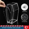 Clear acrylic spider feeding enclosure with a magnetic door and ventilation holes
