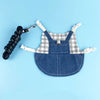 Denim-Kaninchenkostüm für kleine Haustiere mit schwarzem Clip und weißen Riemen