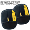Two new pairs of black electrostatic pet hair remover gloves with yellow accents.