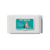 A package of pet wipes featuring a graphic of a dog and a cat, labeled as soft alcohol free and fragrance free.