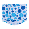 Reusable washable sanitary pants for male dogs with blue and white polka dots