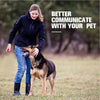 Une femme interagit avec un chien à l'extérieur, suggérant une meilleure communication avec les animaux.