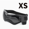 Black pet safety helmet and goggles set for dogs and cats shown from the side.