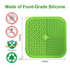 Green silicone licking mat for pets made of food-grade silicone with safety certifications