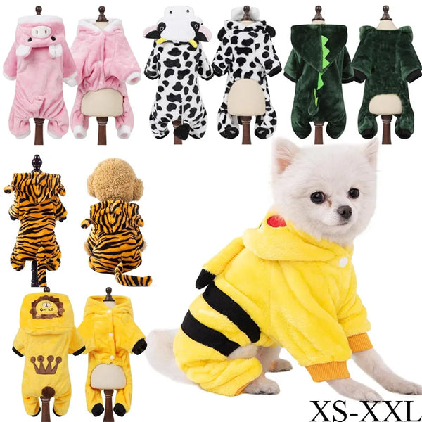 Collection de sweats à capuche en polaire pour chiens d'hiver, diverses couleurs et motifs, pour petits et moyens chiens.