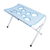 Light blue pet grooming hammock for dog and cat restraint with a white frame