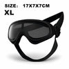Black XL adjustable pet goggles with a strap shown against a white background.