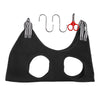 Black pet nail trimming hammock with a scissor and hook tool for restraining cats