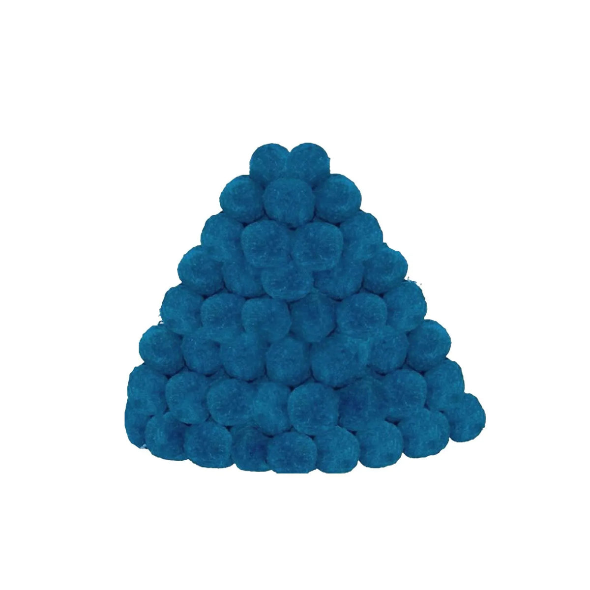 A pile of blue, spherical filter balls used as an eco-friendly sand alternative for a reusable pool filter.