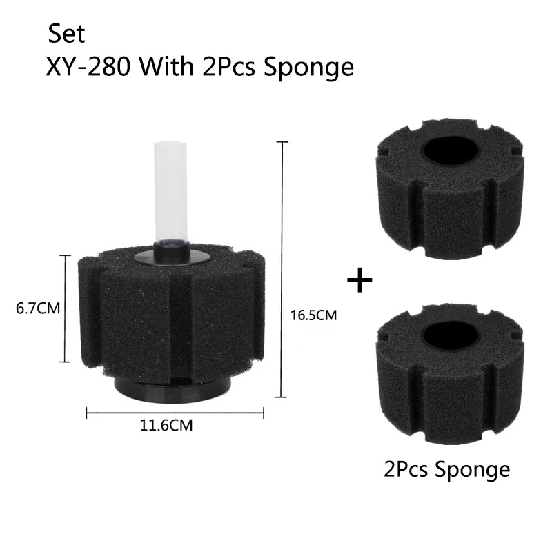 Set of XY-280 biochemical sponge filter for aquarium air pump with two pieces of sponge