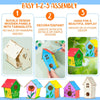 Easy 1-2-3 assembly craft kit for wooden bird houses featuring tucks, slots, and decorative paint options.