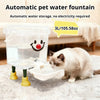 Un petit chat blanc boit de l'eau d'une fontaine à eau automatique claire.