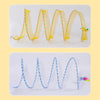A yellow foldable cat hunting tunnel for indoor play, shown in two different styles.