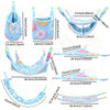 A set of multi-functional pet hammocks and hideouts in light blue and pink fabric, shown in various configurations.
