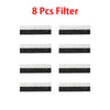 Ocho tiras de filtro blanco y negro para una fuente de agua automática para mascotas