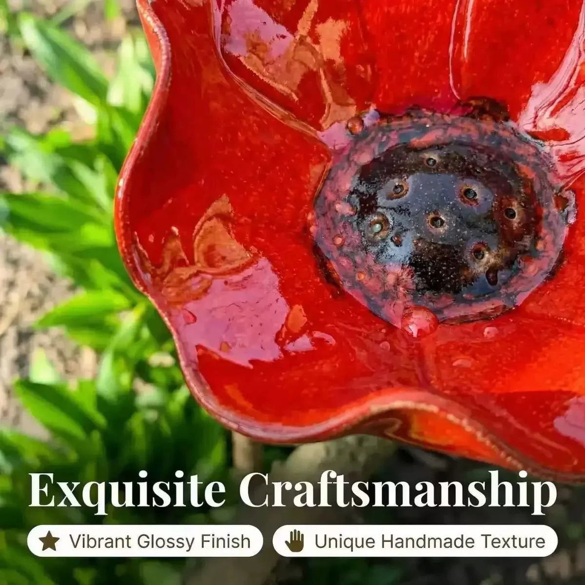 A close-up of a bright red, handcrafted ceramic bowl with a textured surface.