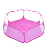 A pink foldable transparent pet playpen designed for small animals.