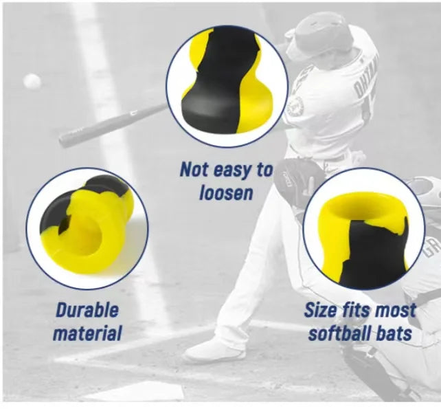Close-up views of silicone bat grip knobs showing durability and fit for baseball bats.