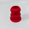 A set of three red silicone grips or knobs designed for baseball bat handles.