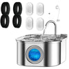 Stainless steel pet water fountain with a visual window and filtration components