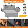 A set of waterproof dog car seat covers and hammocks for various cars, including limousines, family cars, SUVs, and trucks.