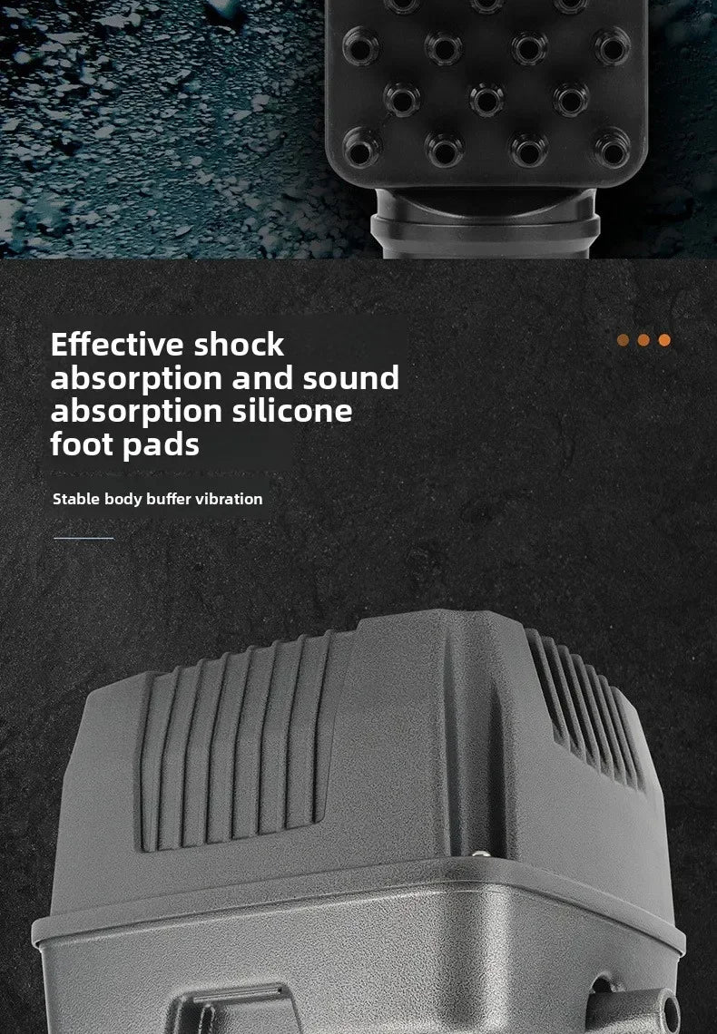Close-up of silicone foot pads and a pump component for shock absorption and sound absorption.